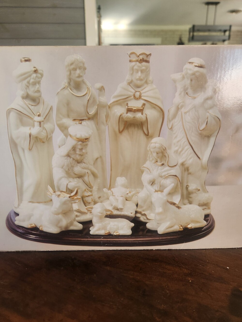 Ivory Porcelain Nativity Set with Gold Accents